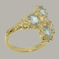 thumbnail image 3 of LBG British Made 18k Yellow Gold Cubic Zirconia & Aquamarine Womens Anniversary Ring - 33 size options - Size 5.5, 3 of 6