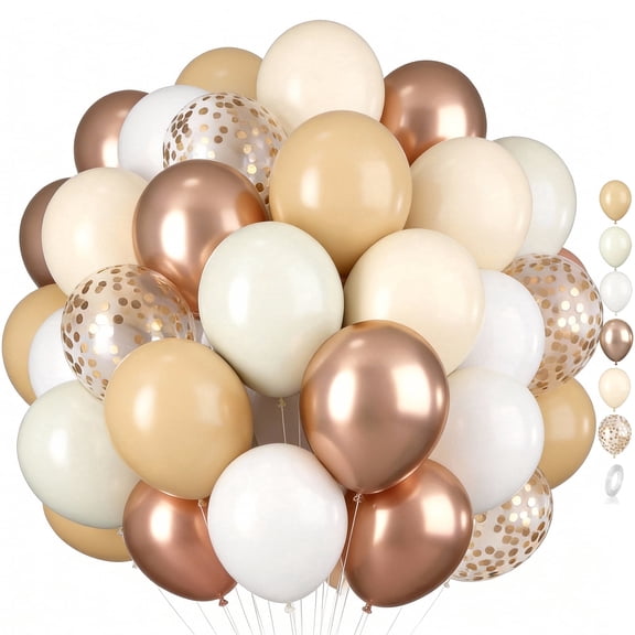 30Pcs 12 Inch Nude Cream Retro White Sand Balloons, Metallic Champagne Gold Balloons for Birthday Wedding Baby Bridal Shower Party Decorations