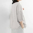 thumbnail image 6 of Busydd Womens Tops Plus Size M-4XL Casual Solid Color 1/2 Length Sleeve Summer Tops for Women Trendy Peasant Round Neck Cotton Linen Shirts Spring Loose Going Out Tops for Women, 6 of 6