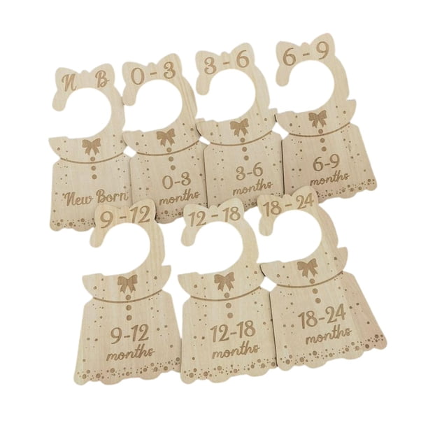 7 divisores de armario de madera para bebé, muebles para bebé, etiqueta divisora de armario infantil, madera Estilo C