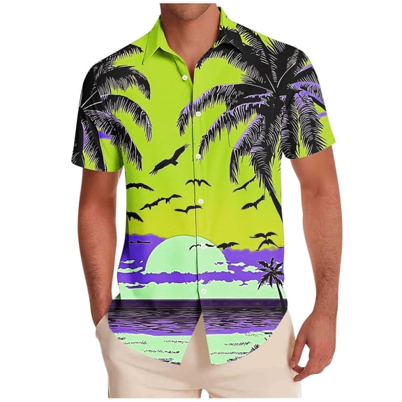 Men's Tropical Print Aloha Shirts – Short Sleeve Button-Front Hawaiian Tops Beach Vacation Summer Casual Wear Men'S Hawaiian Shirts