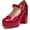 burgundy, variant on Women  uniform shoes, platform high heels, T-strap, round toe, patent leather Mary Jane shoes