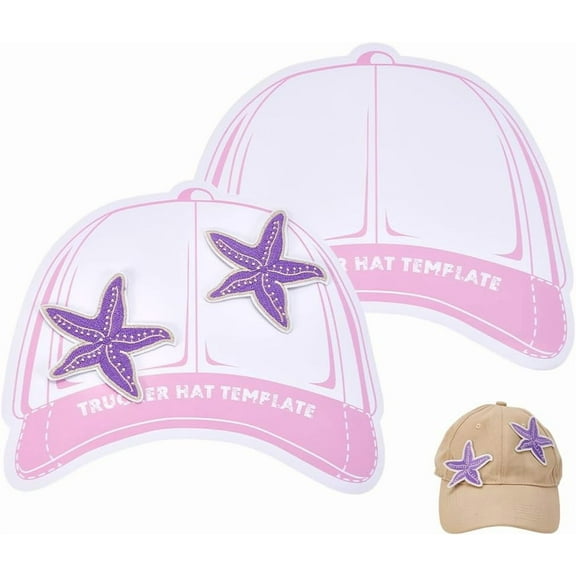 3Pcs Trucker Hat Template Palette Printed PVC Hat Template Pink Personalized Hat Patches Templates Hat Patches Truck Cap Design Patch Layout