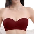 thumbnail image 5 of HOMBOM Balconette Bras for Women Basic Lightly Lined Soft Cup Brassiere Wine Spaghetti Straps Lifting Wireless Bras 32A, 5 of 7