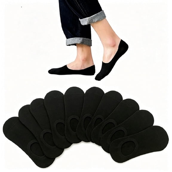 Xingjin Womens No Show Socks Non Slip Low Cut Invisible Liner Footies, Thin Silk Flat Socks for Women, Hidden Ballet Flats Socks for Loafers and Heels, 10 Pairs