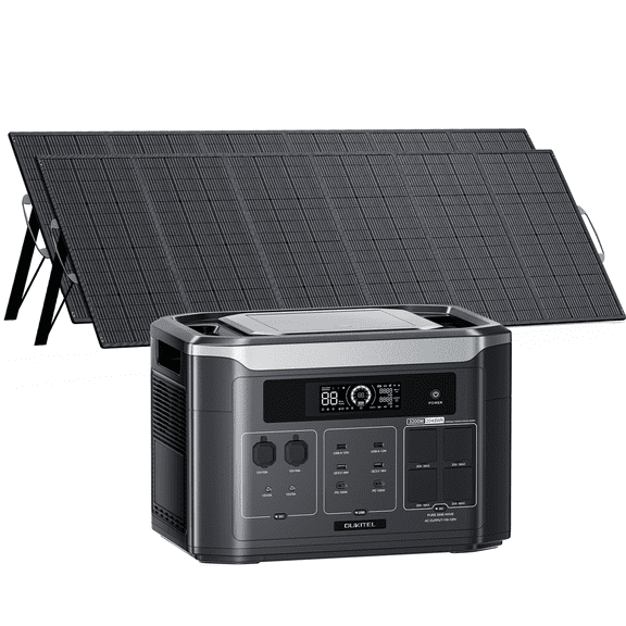 OUKITEL BP3000 3200W Solar Generator with 2x500W, 2048Wh Portable Power Station, Expandable to 16kWh, 2800W Fast Charging, LiFePO4 Battery, APP for Home Backup, Camping, RV, Outages