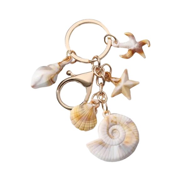 KUFptva Handmade Natural Shell Keychain Conch Starfishes Star Pendant Keyring Bag Decoration for Sea Lovers and Travelers