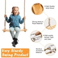 thumbnail image 3 of Porch Patio Swing,Tree Swing Sets for Outside Backyard,300lbs Load-Bearing Wooden Seat Adjustable Rope with 2 Steel Carabiner Hooks for Older Kids Adults IndoorOutdoor, Best Gift for Boys Girls, 3 of 7