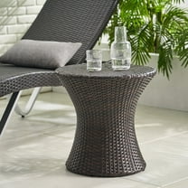 Brown Wicker Outdoor Brown Accent Table
