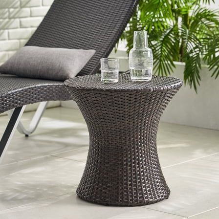 Brown Wicker Outdoor Brown Accent Table