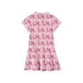 thumbnail image 4 of CCRFTGI Girls Dresses Polo Dress Size 10-12 School Uniform Casual Bowknot Print Pleated Flare Skater Polo Dresses Back To School Summer Button Collared Pique Polo Dress Light pink 3-4 Years, 4 of 5