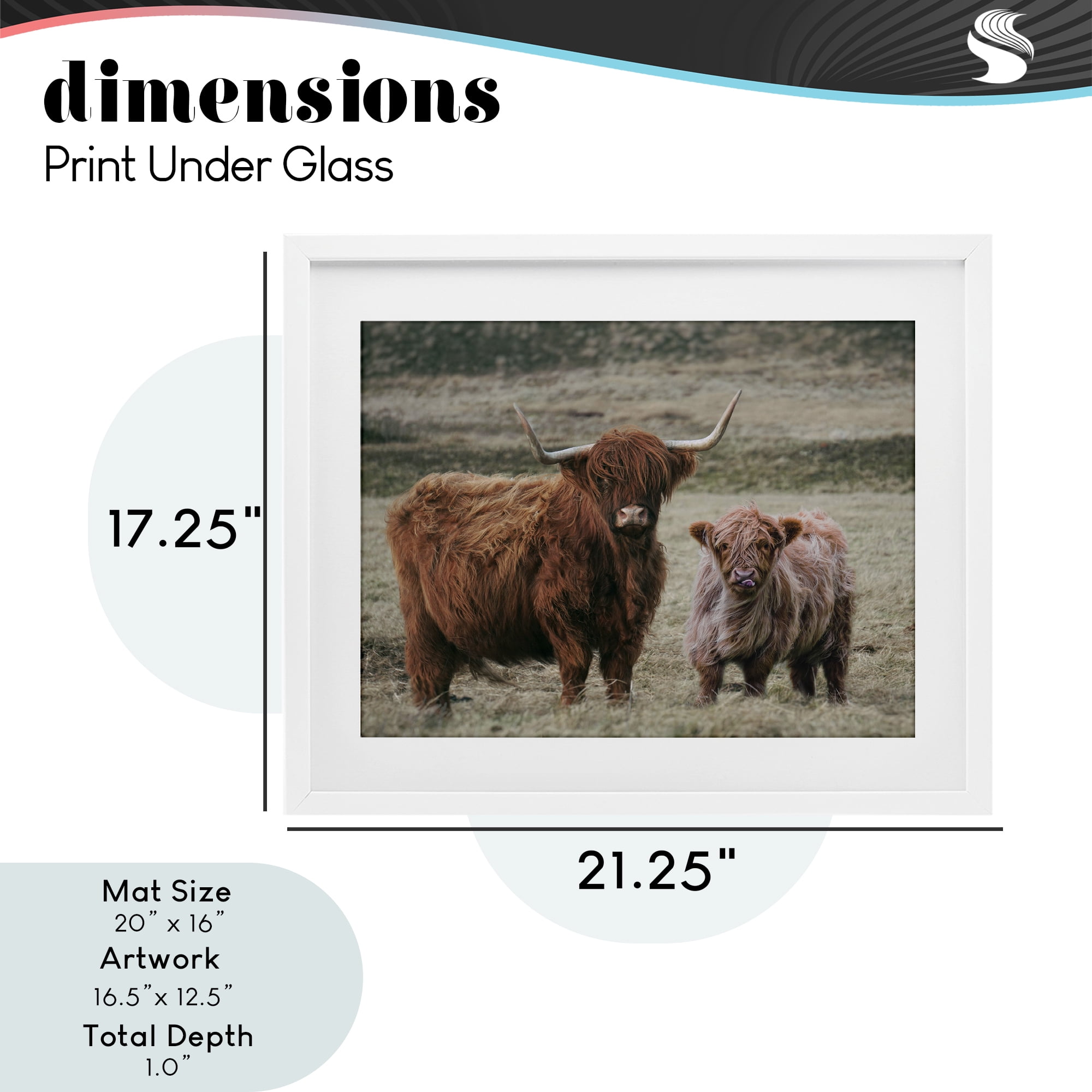 Mom & Baby Cow White Framed Print Under Glass, design by Lettered and Lined