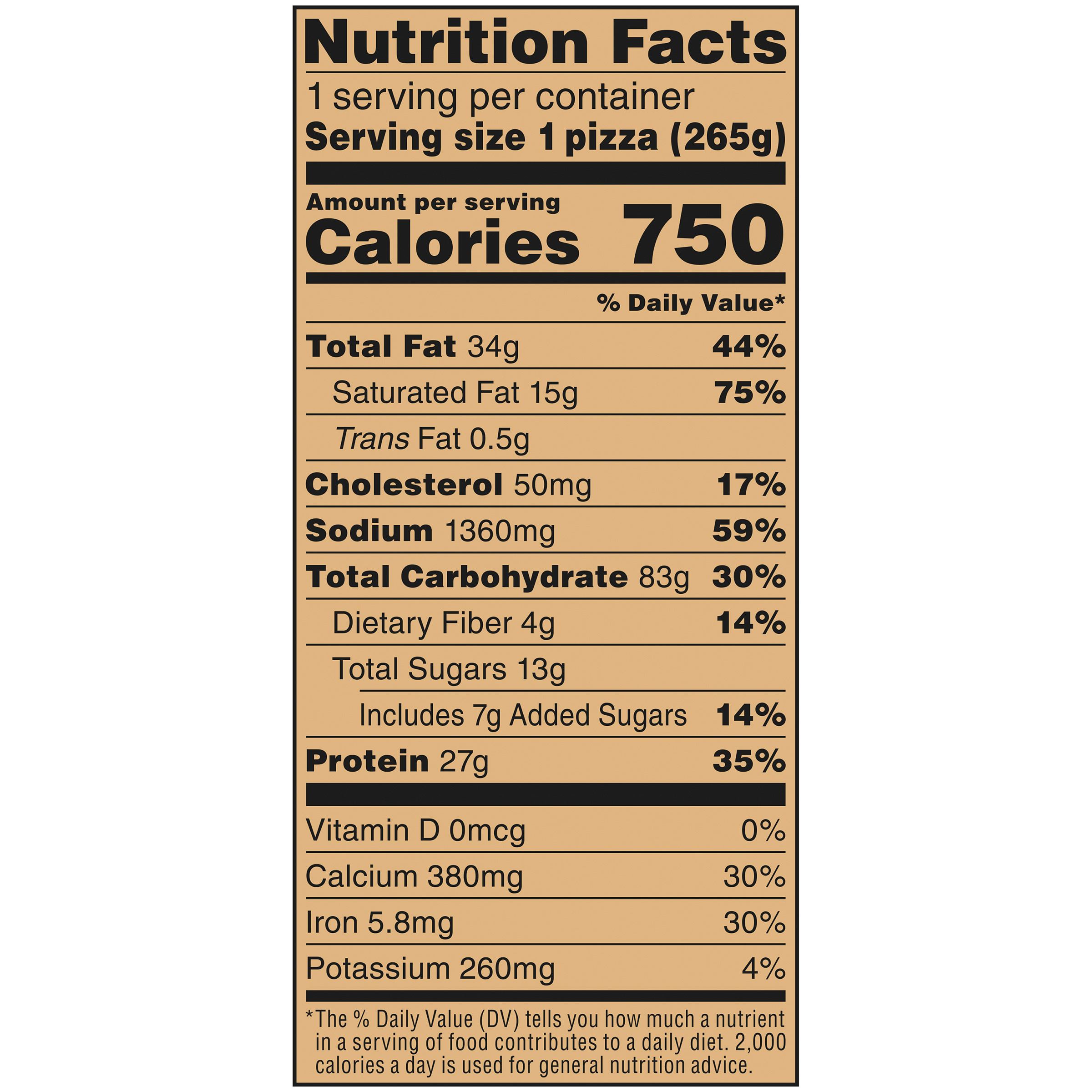 Pizza Nutrition Facts At Cassandra Wasinger Blog