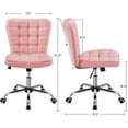 thumbnail image 3 of CRXX ModernTufted Armless Desk Office Chair Faux Leather Upholstered Computer Chair with Adjustable Seat Height and Rolling Wheels for Home/Office, Pink, 3 of 10