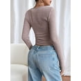 thumbnail image 5 of Women Long Sleeve Shirts Square Neck Tops Basic Teen Girls Crop Tops Fall Outfits Fashion Clothes Pink M, 5 of 8
