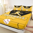 thumbnail image 3 of Homewish Baseball Game Lovers Full Size Sheets,Ball Sport Bed Sheets,Yellow Black Sheet Sets For Teens,Breathable Home Decor,4-Piece, 3 of 7