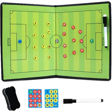 Soccer Coaching Board Soccer Coaches Clipboard, Football Board Portable Football Coaching Marker Board with Magnets, Marker, Eraser(Green,Size:4.53x0.47inch)