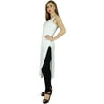 thumbnail image 4 of Bimba Women Casual White Tunic Beaded Neck Kurti Sleeveless Summer Wear Blouse, 4 of 8