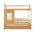 thumbnail image 3 of Twin Size House Bed Wood Bed with Twin Size Trundle ( Natural ), 3 of 9