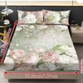 thumbnail image 2 of COEQINE Sheet Full Size Cozy Bedding Fitted Sheet Breathable Snug Fit All Around Elastic Fitted Bottom Bedsheet Holiday Bed Set 3 Pieces Set, Peony Flower, 2 of 5