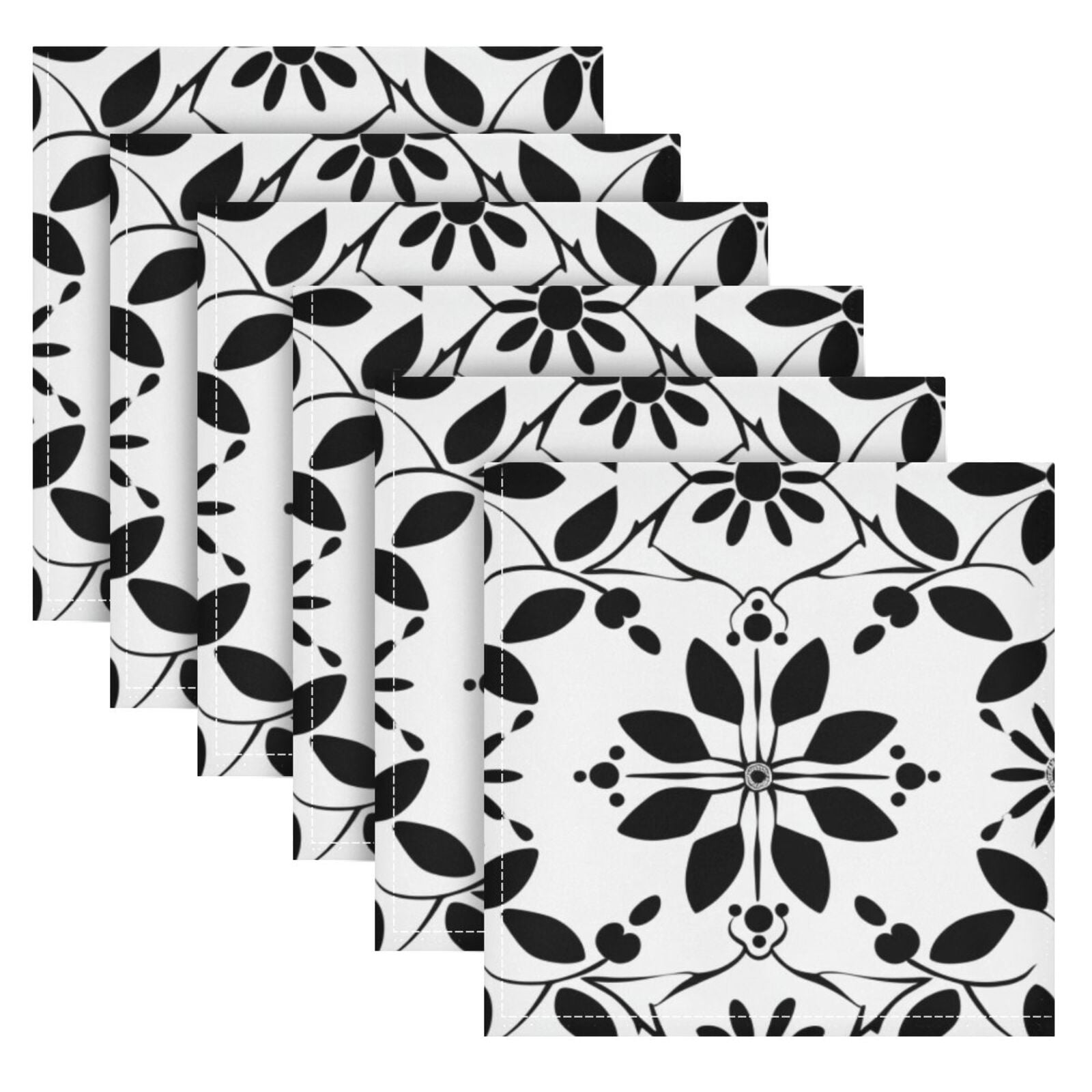 JSTEL Geometric Abstract Floral Cloth Napkins Set of 6, 20x20 Inch Washable and Reusable Napkin for Decoupage Dinner Party Everyday Use