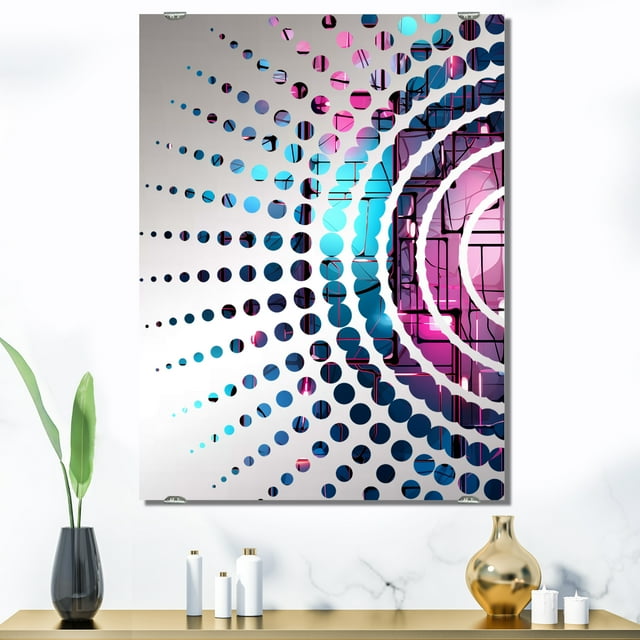 Designart "Solar Power Purple and Blue Abstraction I" Abstract Cubism Oversized Wall Mirror - Modern Abstract Bathroom Wall Mirror Decor - Multiple Color Options