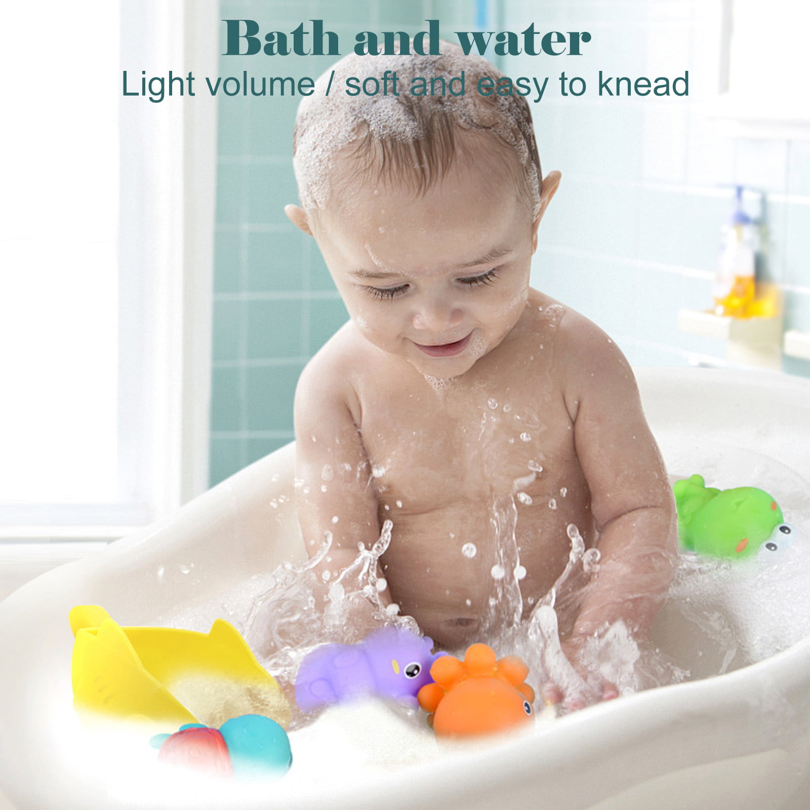 13 Pcs Cute Baby Toy Bath Toys Squirt Kids Float Water Tub Rubber Bathroom Play 