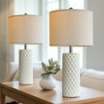 thumbnail image 4 of 26" Vintage White Table Lamps Set of 2 - Ideal for Living Room, Night Stands, Bedside & End Tables in Bedroom, 4 of 8