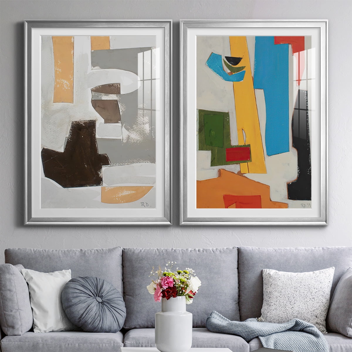 Wexford Home Andalusian Forms III Premium Framed Print, 18.5" x 24.5" - Ready to Hang, Silver (Set of 2)