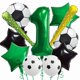 thumbnail image 1 of Juego de globos con temática de fútbol, 11 unidades, con globo de aluminio verde número 1, 1 of 2