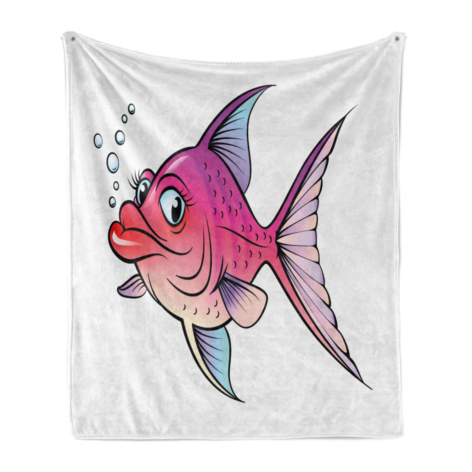 Fish Soft Flannel Fleece Throw Blanket, Cartoon Style Smiling Female  Goldfish with Plump Lips Underwater Comic, Cozy Plush for Indoor and  Outdoor Use, 50