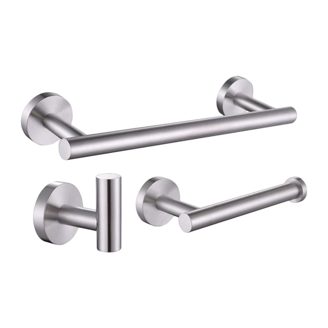 3 piezas de acero inoxidable montado en pared de papel higiénico almacenamiento 12 "juego de toals cepildo pta cepilda Sunnimix baño de níquel cepillado