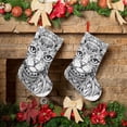 thumbnail image 6 of Wukai Intricate Cat Mandala Print Christmas Stockings 18" Christmas Stocking Snowman Burlap Plaid Xmas Stocking Holiday Christmas Decoration Gifts for Family Kids, 6 of 7