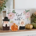 thumbnail image 3 of MCheck 3 Piece 3D Pumpkin Sign and Pilgrim Figurines for Thanksgiving Decor, 4.9 in Rustic Wooden Fall Centerpieces for Table Tiered Tray Shelf Mantle Kitchen Office Farmhouse Autumn Home Decorations, 3 of 8
