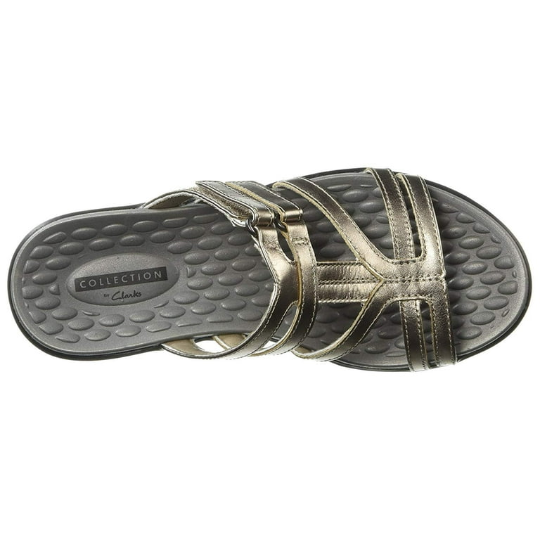 CLARKS Women s Sonar Pilot Sandal Pewter Metallic Leather 9 Medium US Walmart
