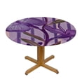 thumbnail image 3 of nygtbtfer Striped Purple Flowers Round Fitted Tablecloth with Elastic Edge Flowers Polyester Table Cloth Fits Round Tables Table Covers for Indoor Outdoor Picnic 31-35, 3 of 8