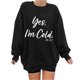 thumbnail image 2 of ICHUANYI Clearance Women's Fashion Sweatshirts Long Sleeved English Printed Pullover Fall Crewneck Sweatshirt(Black, S) ICHUANYI WER2023081514236, 2 of 5