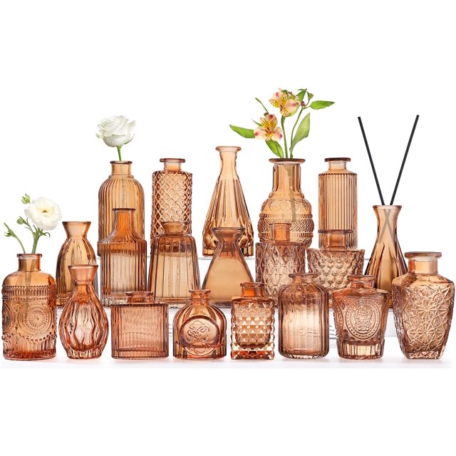 Set de 20 unidades de cristal ámbar Bud Vases QLOFEI para flores