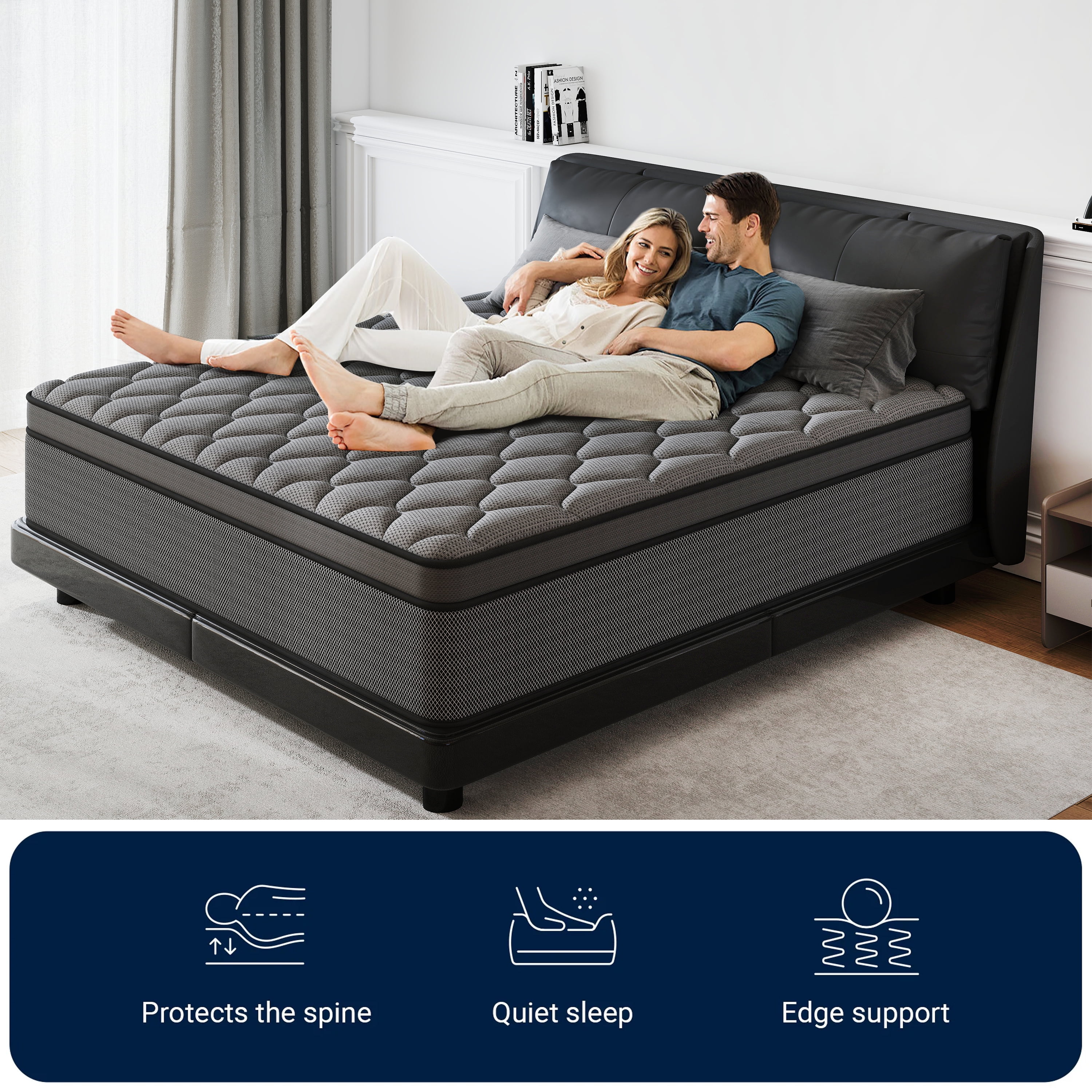 lemontalking 14 Inch Full Mattress Gel Memory Foam Spring Hybrid Mattress In A Box