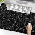 thumbnail image 2 of Topographic Contour Gaming Mouse Pad 35.4 X 15.7 Inch XXL Black Geographic Map Lines Full Des Mousepad Extended Large Non-Slip Rubber Base Keyboard Mat with Stitched Edges for Home Office, 2 of 6
