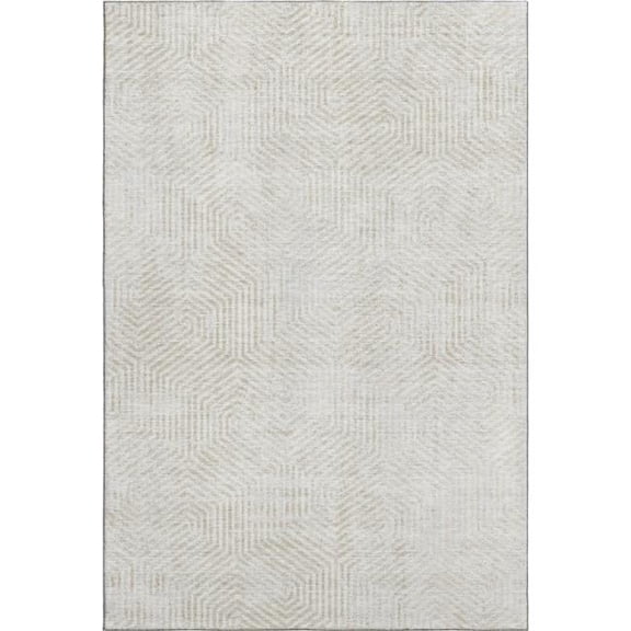 HomeRoots 672506 10 x 14 ft. Ivory & Beige Geometric Transitional Washable Machine Made Rectangle Area Rug with UV Protection