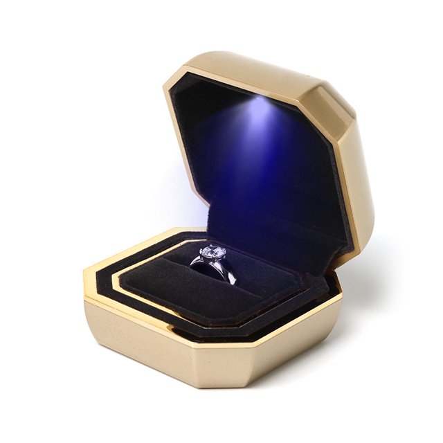 Caja de joyería para anillos, pendientes, anillo, caja de regalo, caja organizadora para presentación de joyas de boda (oro brillante) ER