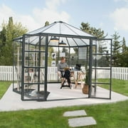 Palram - Canopia Oasis 12 Walk-In Hexagonal Greenhouse - Gray - with 2 Louver Windows