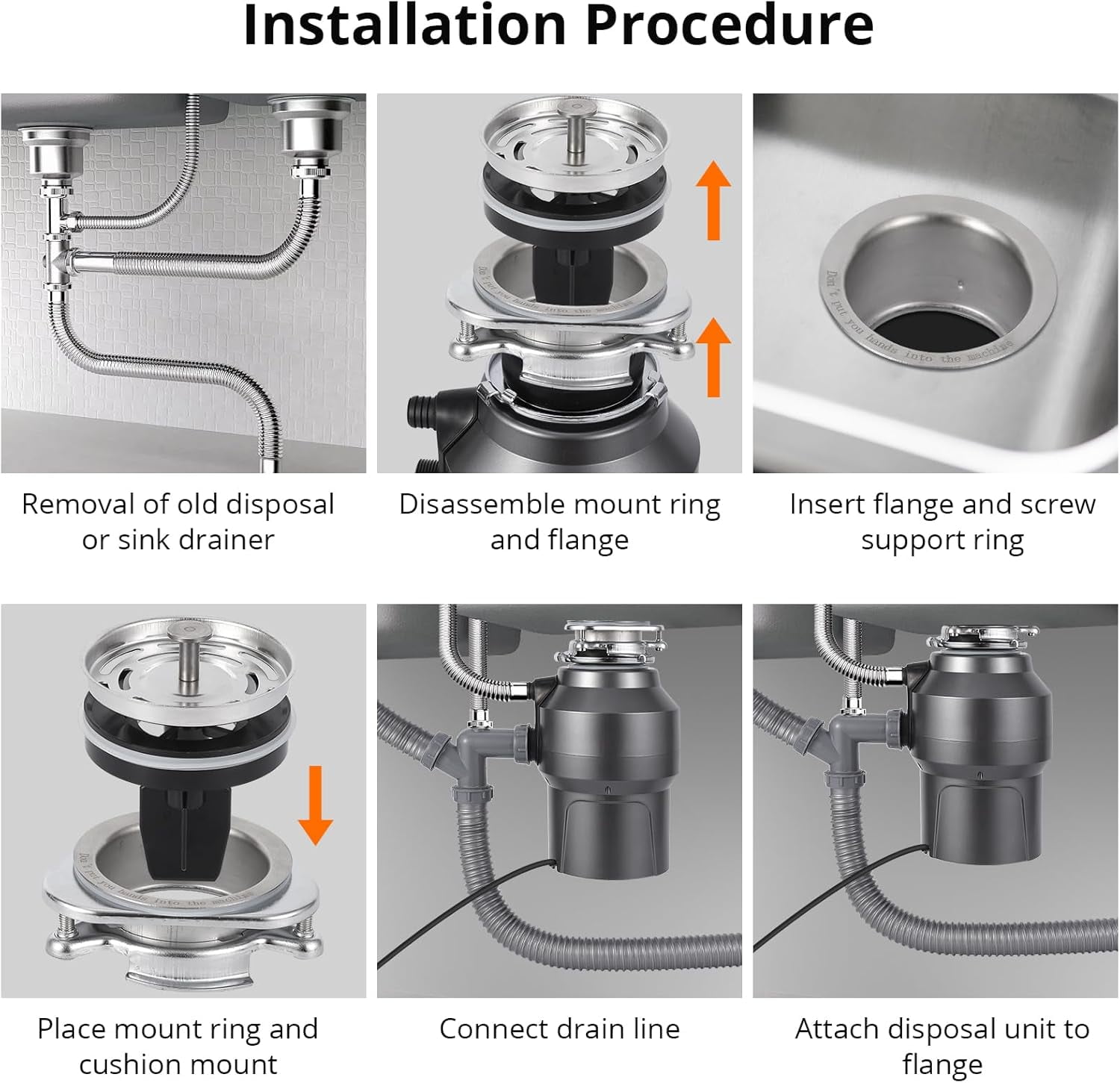 ChaoLink 1/2HP Garbage Disposal, 380W 110V Food Waste Disposer, Continuous Feed, 14" Cord, 3500RPM, Wireless Switch