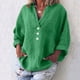 thumbnail image 1 of Ichuanyi liquidación de moda para mujeres tops de color sólido de manga larga y lino camisa suelta blusa en V tops casuales ICHUANYI WER2023081602425, 1 of 7