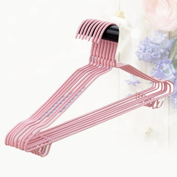 GOOHOCHY Pink Clothes Hanger for Hanging Clothes Made of PVC and Stainless Steel 10 Pieces