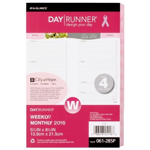 Day Runner Special Edition Weekly Monthly Refill, 5 1/2 x 8 1/2, 2017