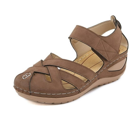 

Women Summer Sandals Beach Wedge Sandals Bohemia Ankle Strap Causal Comfortable Round Toe Gladiator Outdoor Shoes Casual Gladiator Outdoor Shoes Brown 7.5