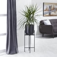 thumbnail image 3 of DecMode 12" x 36" Tall Black Metal Planter with Removable Stand, 3 of 18