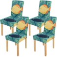thumbnail image 1 of RYLABLUE Poissons de Style Bande Dessinée et Starfish Housse de Chaise Extensible Housse de Protection de Siège pour Salle à Manger Hôtel Mariage Ensemble de 4, 1 of 5